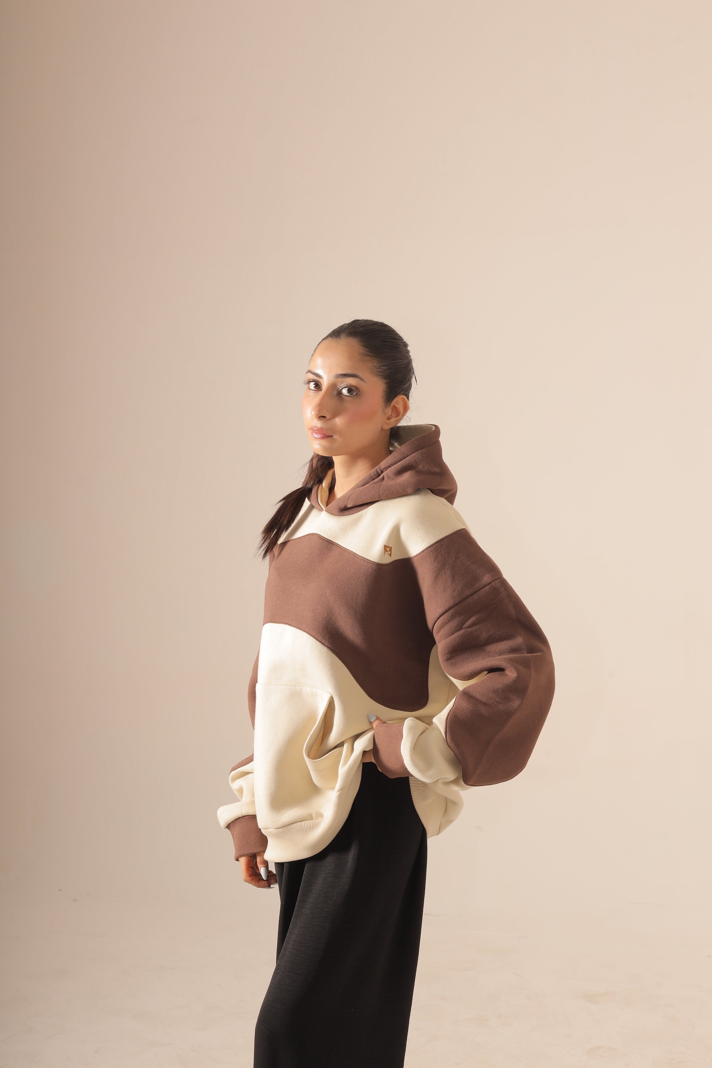 Brown & Beige Unisex Oversize Hoodie V2